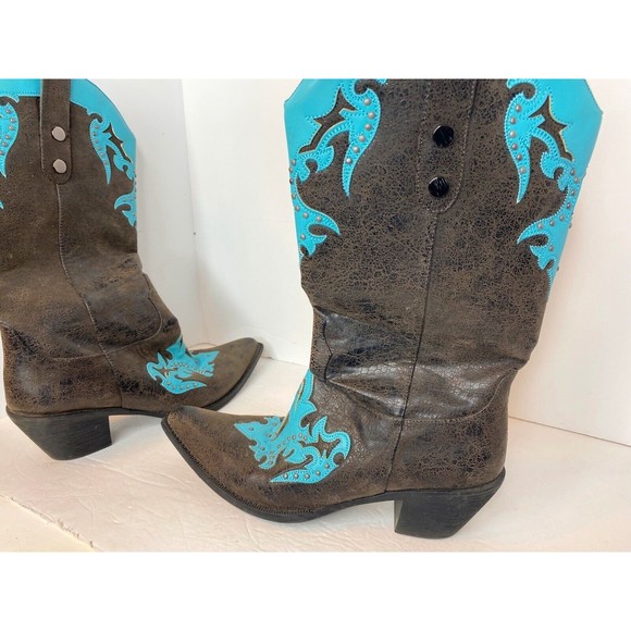 Passions Woman Turquoise Colt Boots Size 10 - Picture 1 of 16